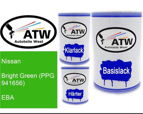 Nissan, Bright Green (PPG 941656), EBA: 500ml Lackdose + 500ml Klarlack + 250ml Härter - Set, von ATW Autoteile West.